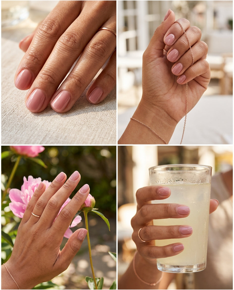Vintage rose milky nails, a romantic and clean-girl style for summer nails colors 2026.