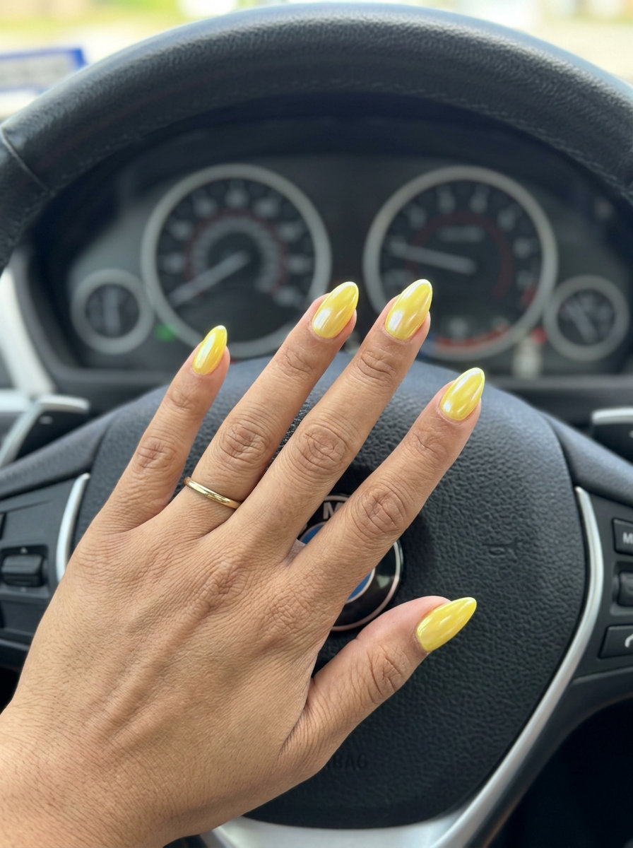 Playful lemon zest yellow glazed donut coffin nails for summer vacation and parties. Summer nails yellow 2026.