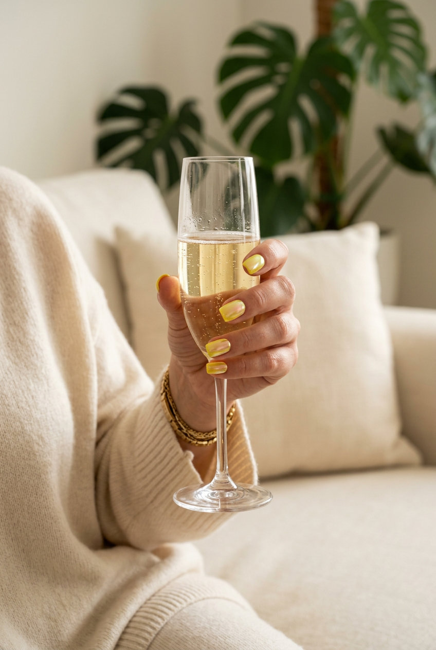 Lemon zest glazed donut short square nails for a playful casual summer day in 2026.