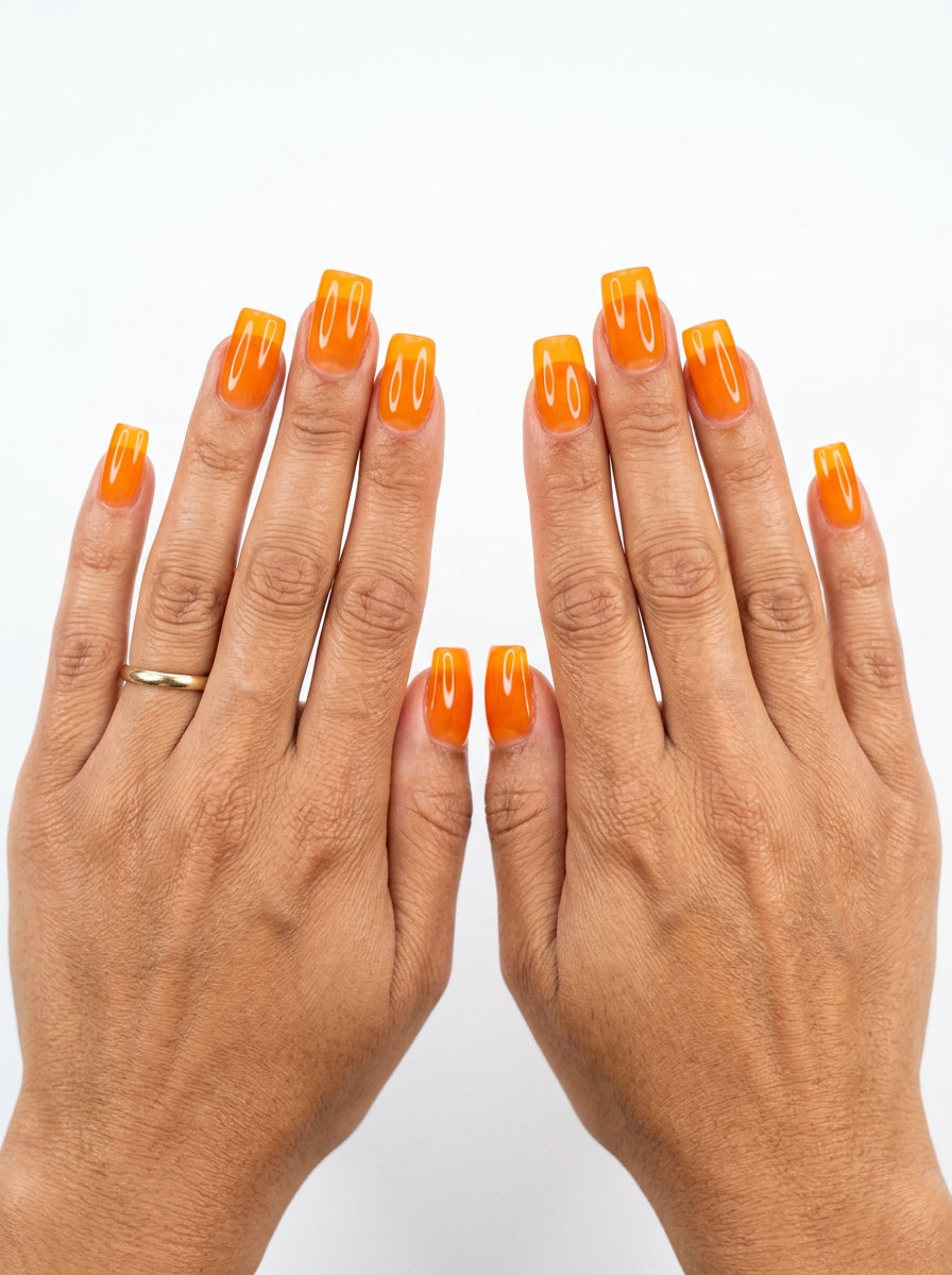 Orange Soda Jelly Nails 2026: Vibrant Summer Fun Orange soda jelly square nails for trending summer nails 2026. Playful, vibrant style for vacations and festivals.