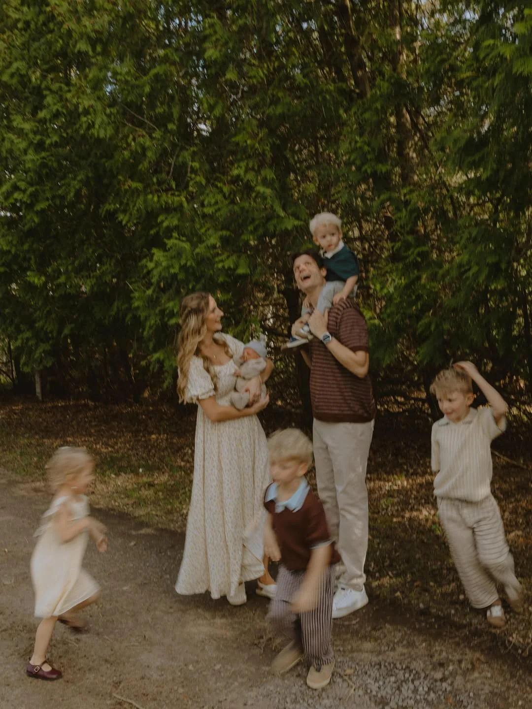 beautiful fall family picture outfits 2026 Earthy Woods and Relaxed Family Coordination