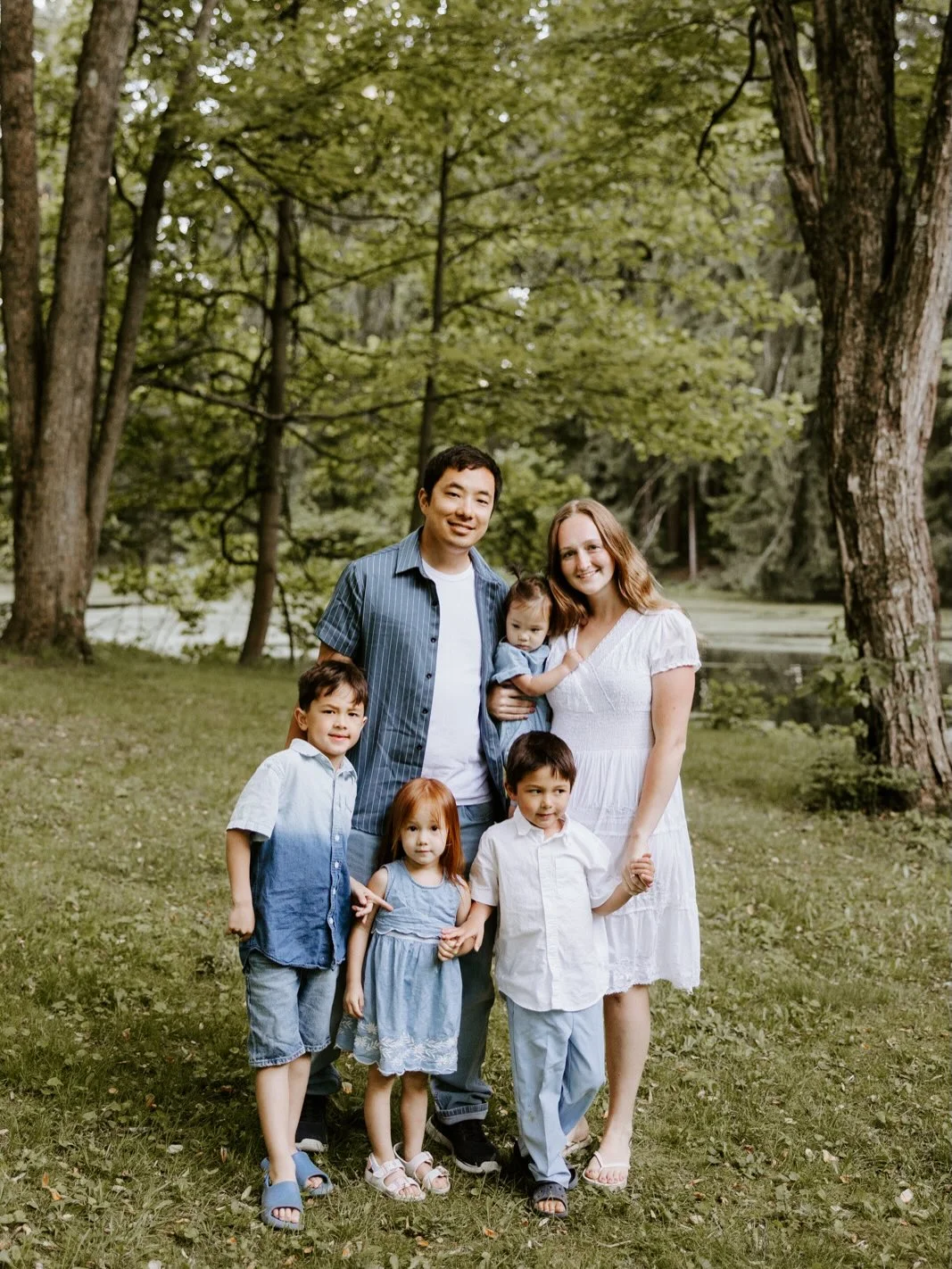 beautiful fall family picture outfits 2026 Soft Blue Family Palette in the Park