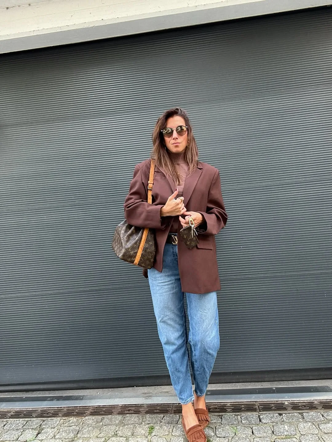 best fall outfits for women 2026 Chocolate Blazer and Denim Everyday Style