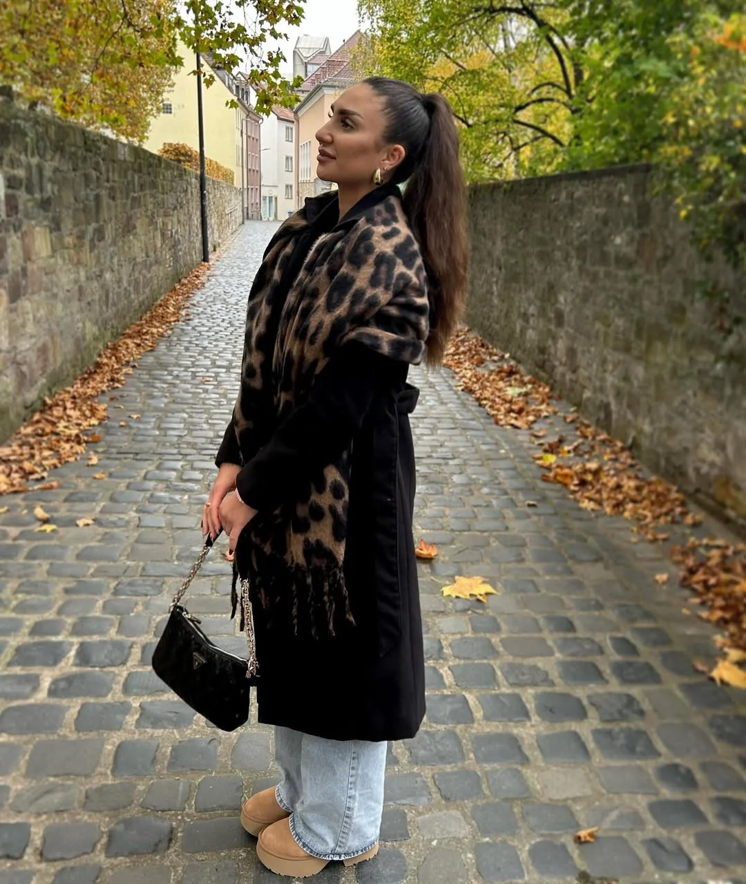 best fall outfits for women 2026 Leopard Accents and Long Coats for Effortless City Days