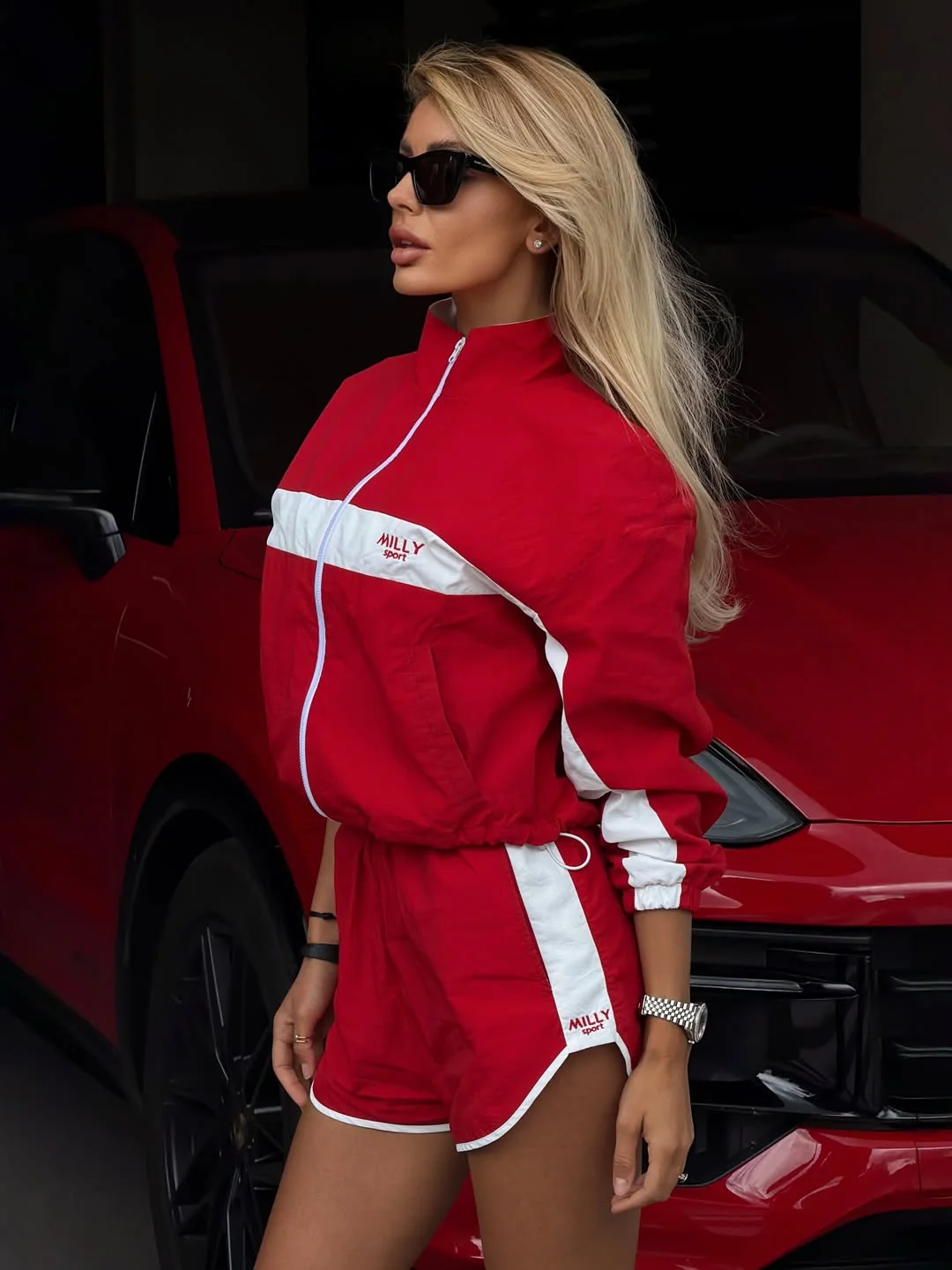 chic fall outfits for big busted women 2026 Sporty Red Separates That Bring Energy To Fall Weekends