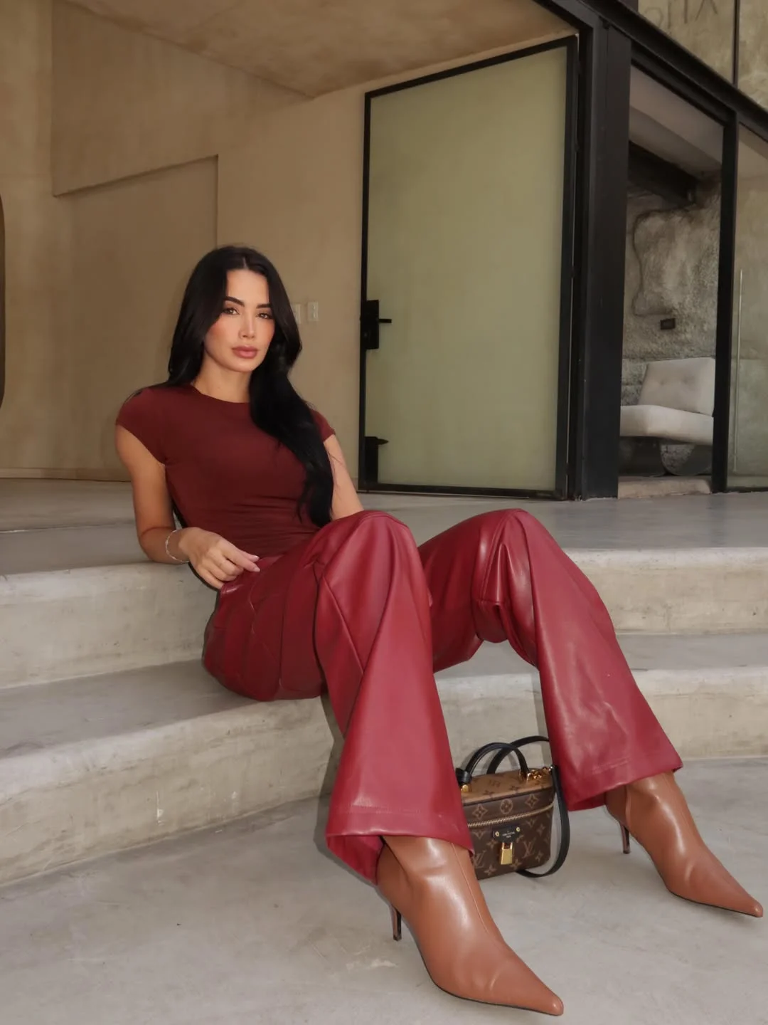 chic fall outfits for big busted women 2026 Rich Burgundy Leather For Modern Autumn Dressing