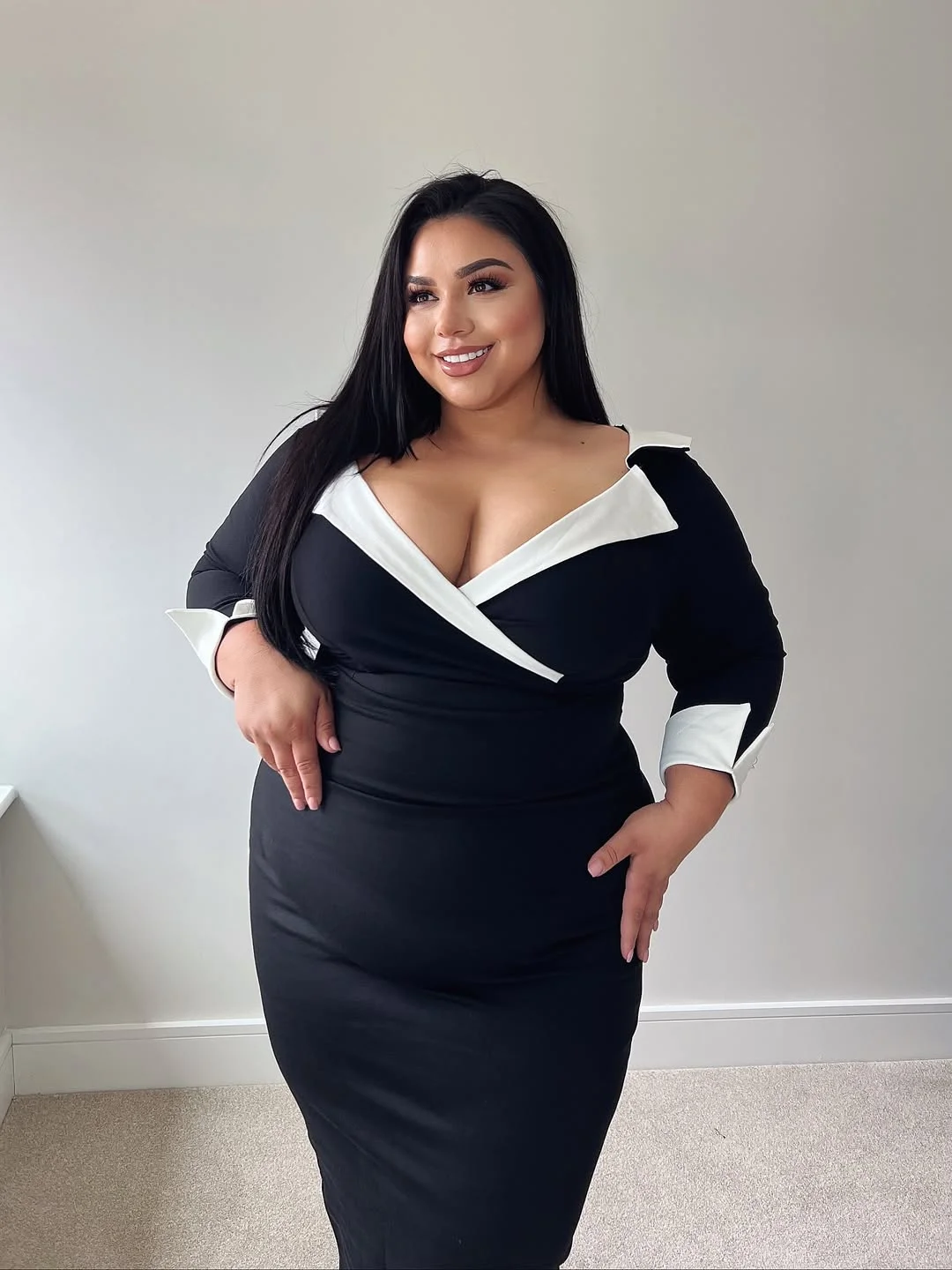chic fall outfits for plus size women 2026 Black and White Elegance That Never Misses