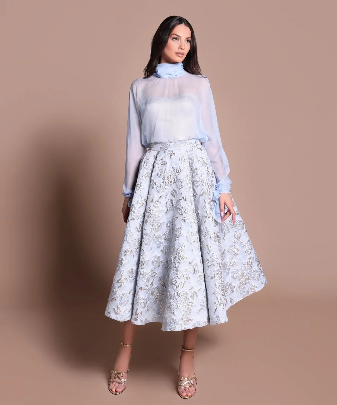 chic fall wedding guest dress 2026 Soft Blue Florals for Graceful Fall Celebrations