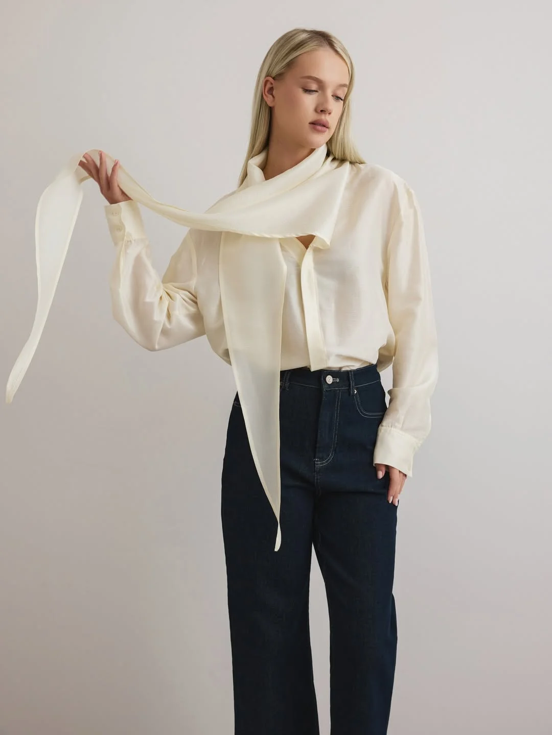 classy fall work outfits 2026 The Silk Blouse And Denim Formula That Always Works