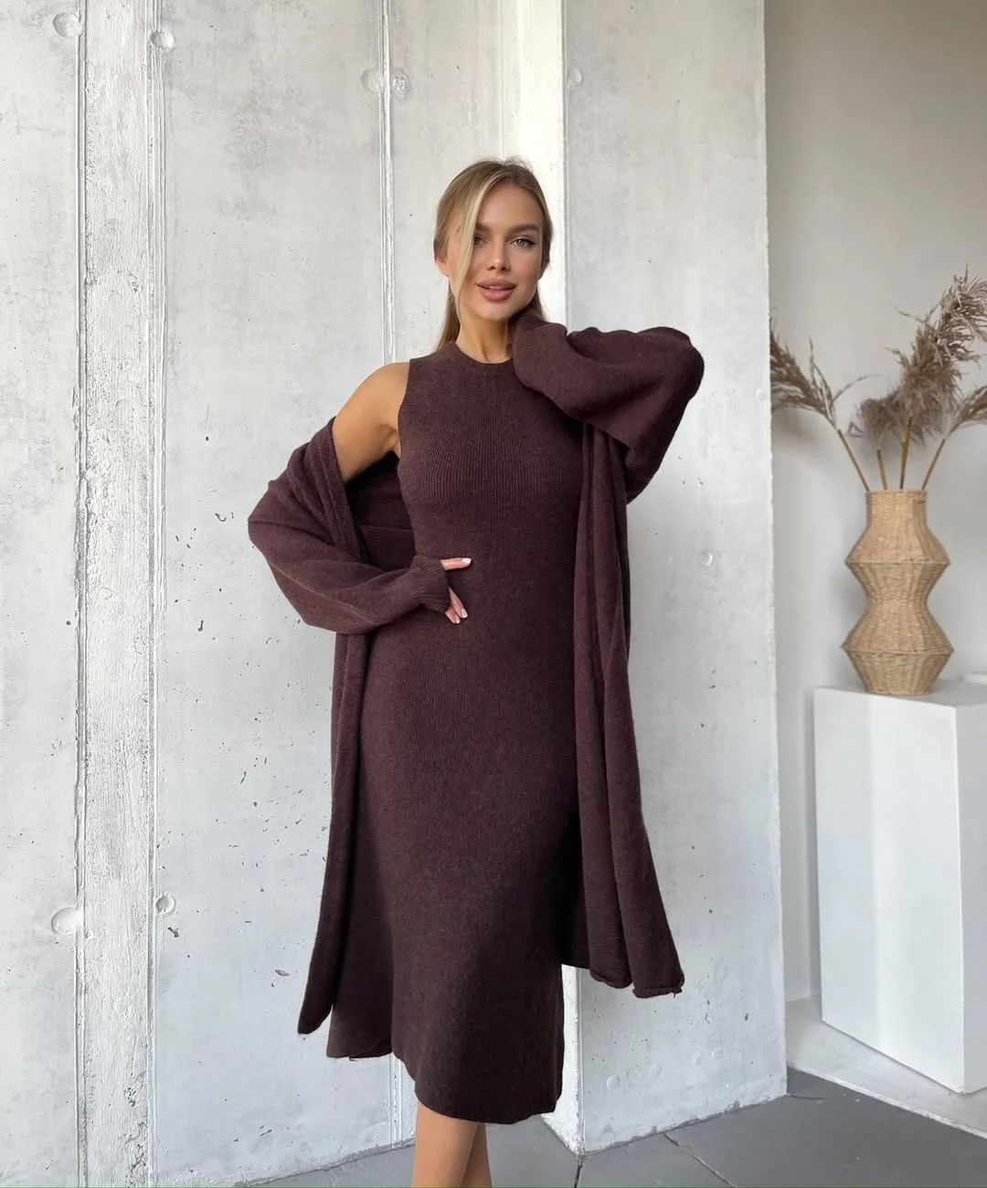 classy fall work outfits 2026 The Chocolate Knit Set Everyone Will Want This Fall