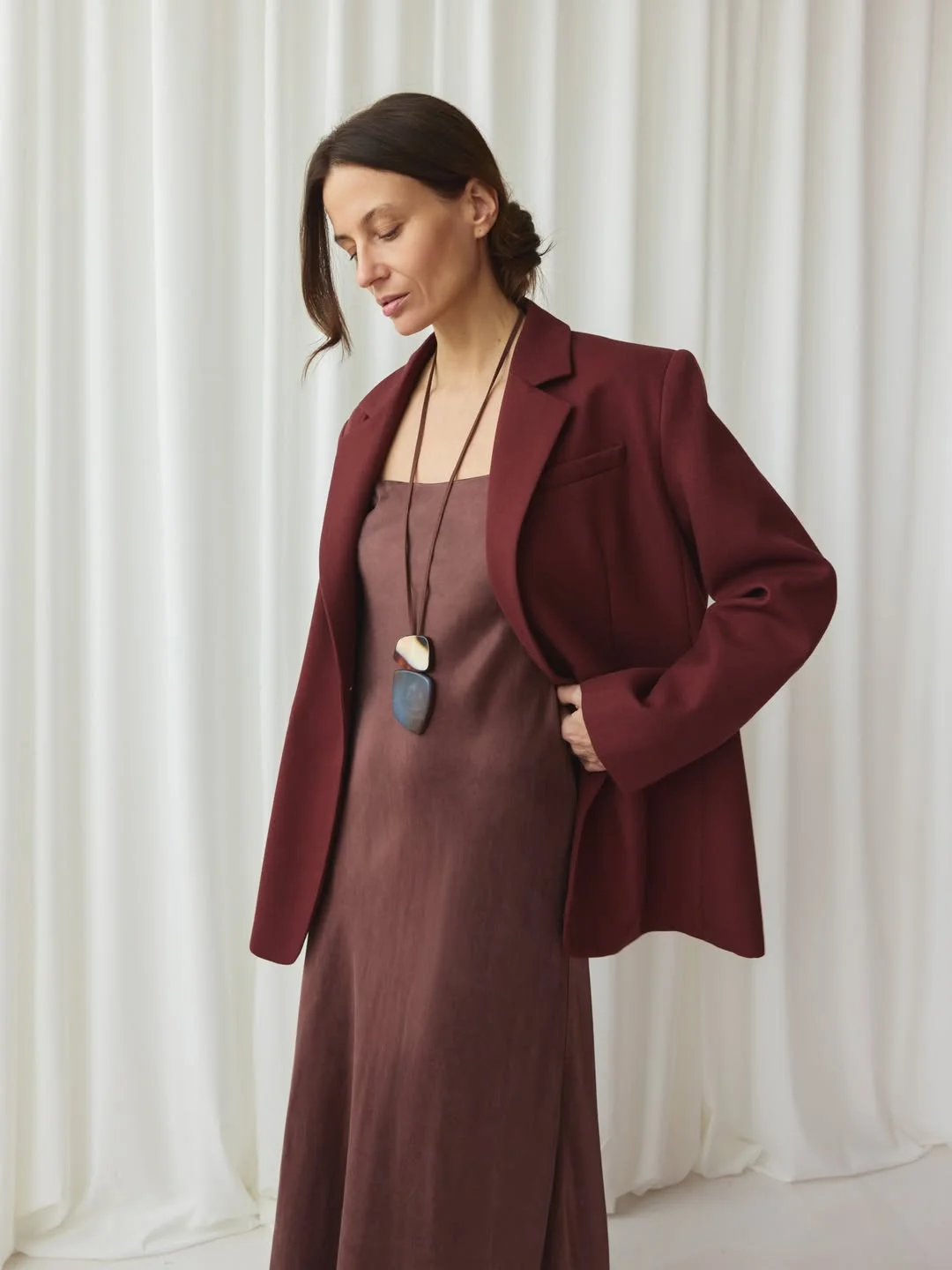 classy fall work outfits 2026 Burgundy Layers For A Sophisticated Office Look