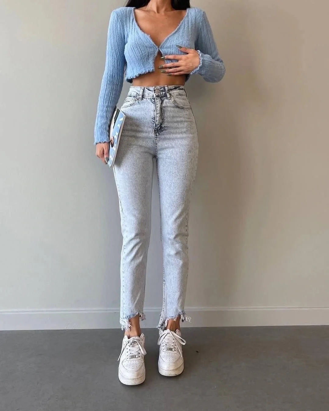 comfy mom outfits fall aesthetic 2026 Soft Blue Layers That Add a Feminine Touch to Fall Denim