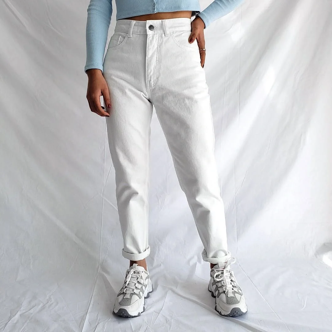 comfy mom outfits fall aesthetic 2026 Fresh White Denim That Brightens the Entire Season