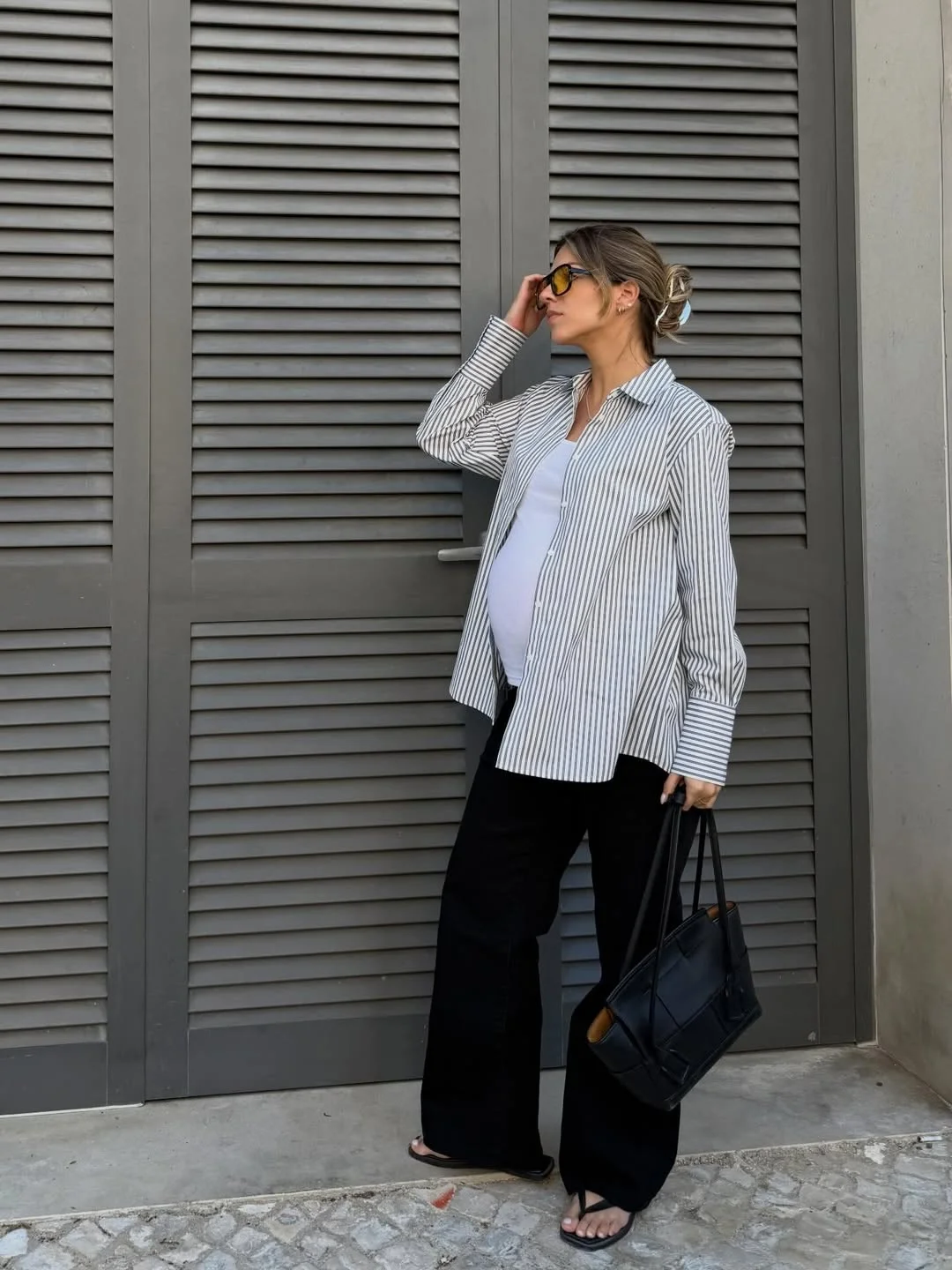 comfy pregnancy outfits for fall 2026 Relaxed Stripes and Wide-Leg Trousers for Everyday Comfort
