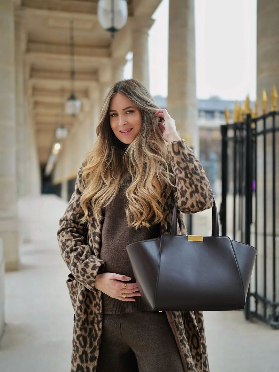 comfy pregnancy outfits for fall 2026 Leopard Layers That Add Personality to Neutral Knits