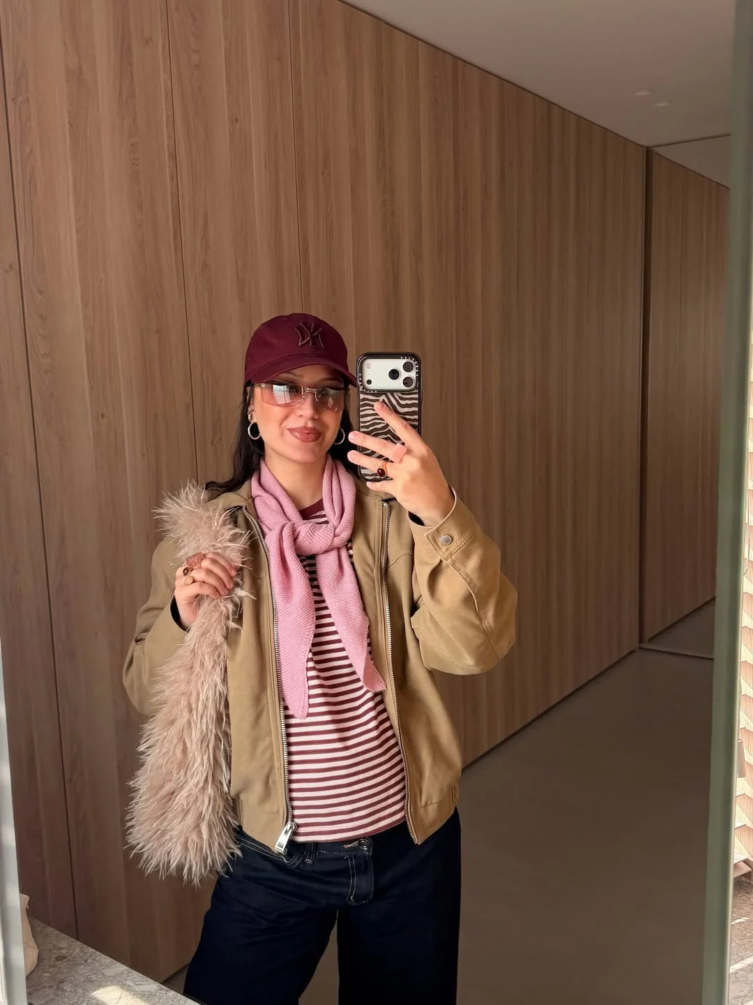 comfy pregnancy outfits for fall 2026 Playful Fall Layers With a Pop of Pink
