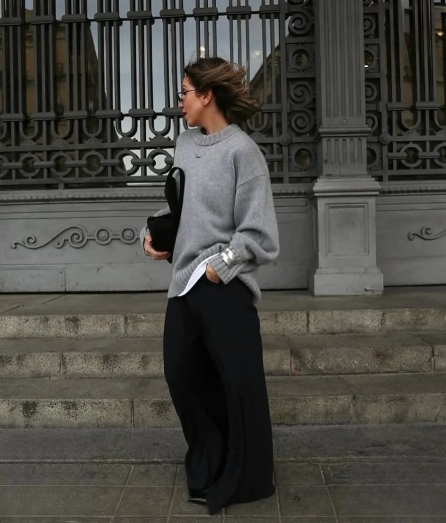 cozy fall outfits with sweater 2026 Effortless Gray Sweater for Everyday City Style