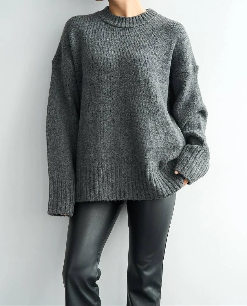 cozy fall outfits with sweater 2026 Minimalist Gray Knit for Everyday Elegance