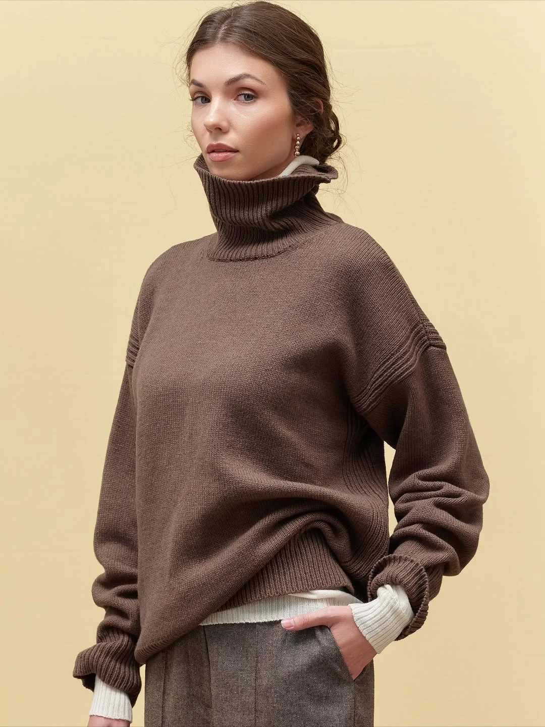 cozy fall outfits with sweater 2026 Rich Brown Layers with Quiet Sophistication