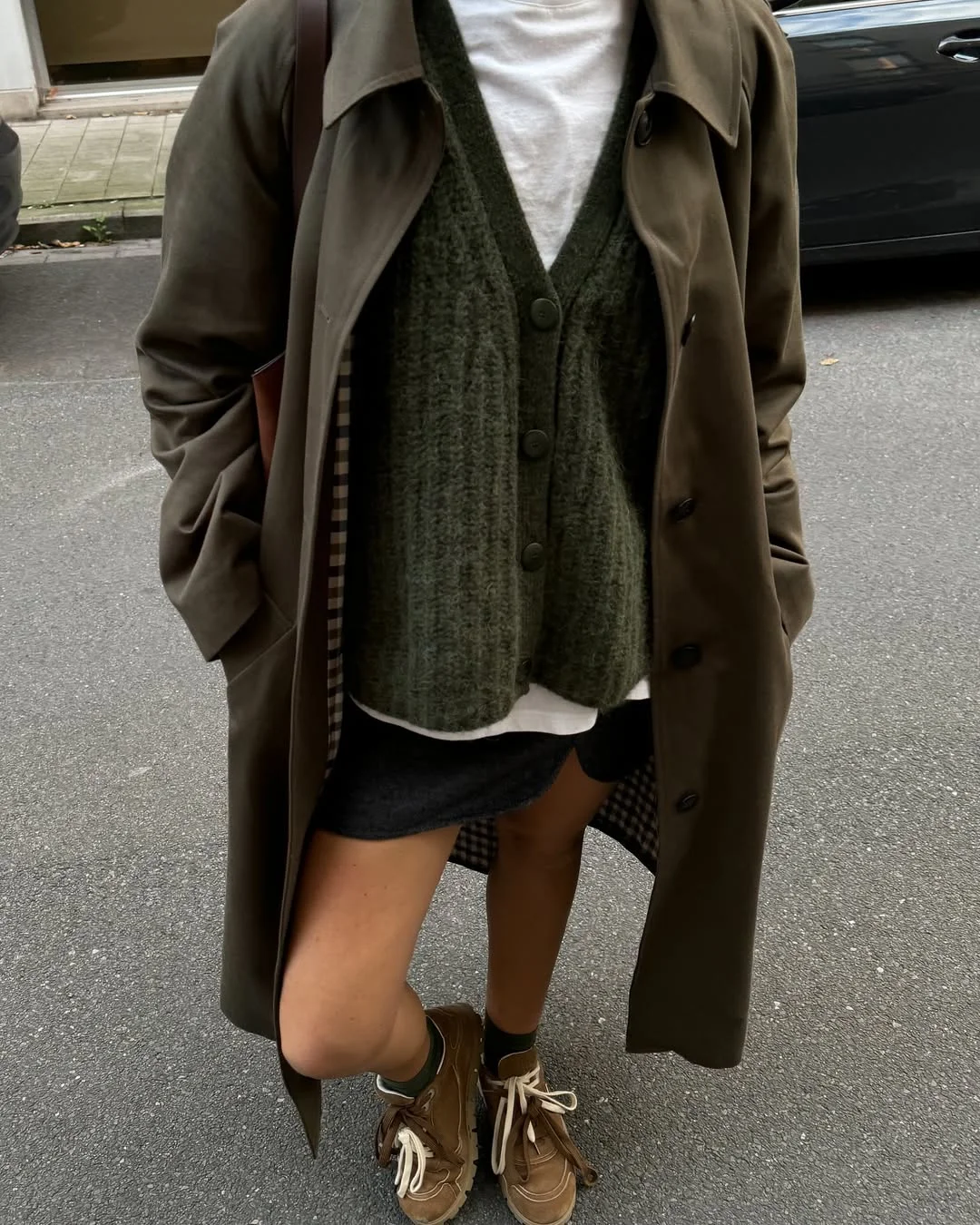 cute back to school outfits 2026 Layered Cardigan and Trench Combo