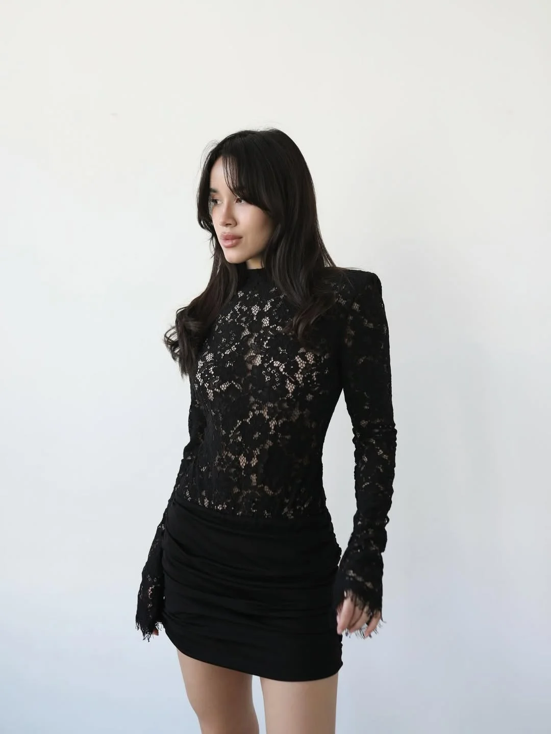 cute early fall outfits ideas 2026 Black Lace for Evening Elegance