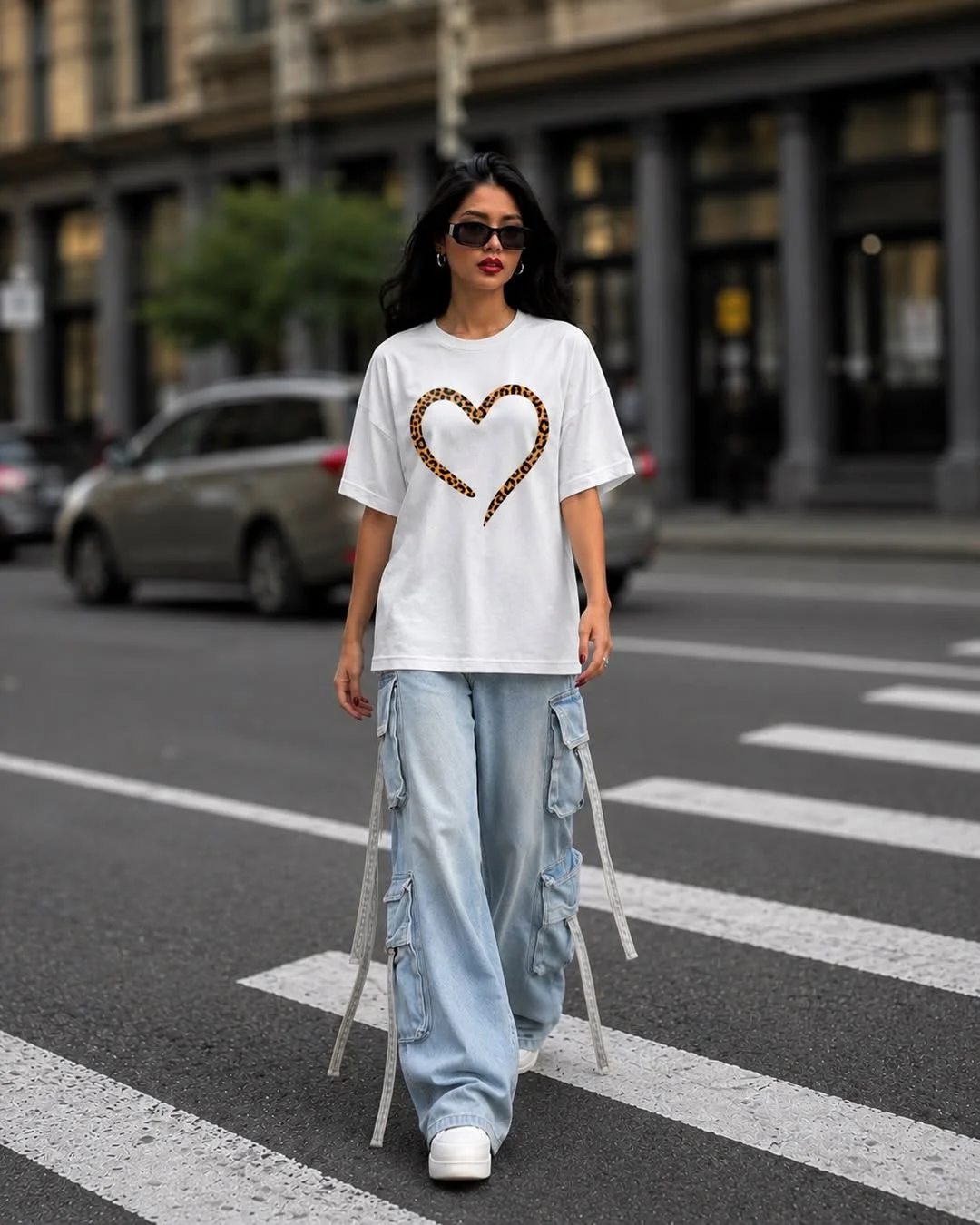cute fall outfits with jeans and sneakers 2026 Statement Graphic Tee and Cargo Jeans for Street Style Energy