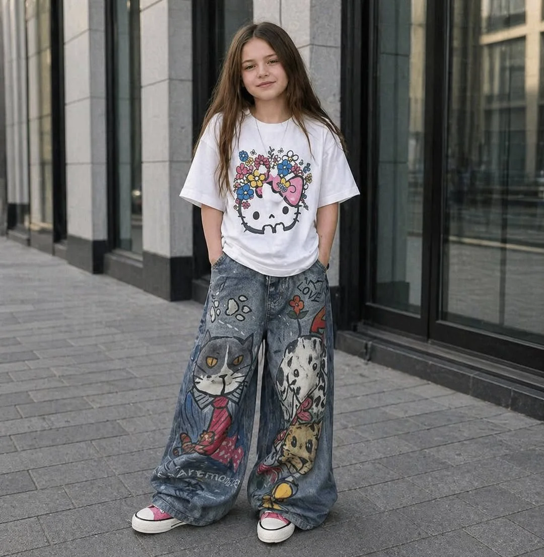 cute fall outfits with jeans and sneakers 2026 Playful Graphic Denim for a Cute Weekend Look
