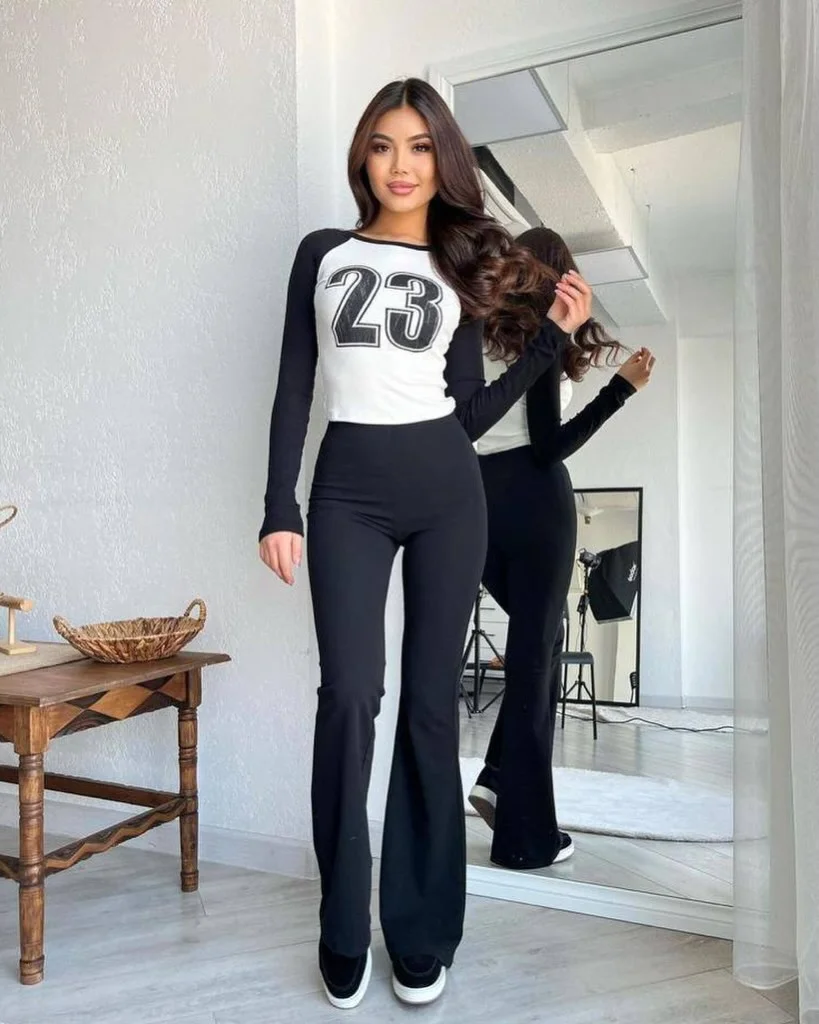 cute fall outfits with leggings and sneakers 2026 Sporty Flare Leggings for Everyday Fall Style