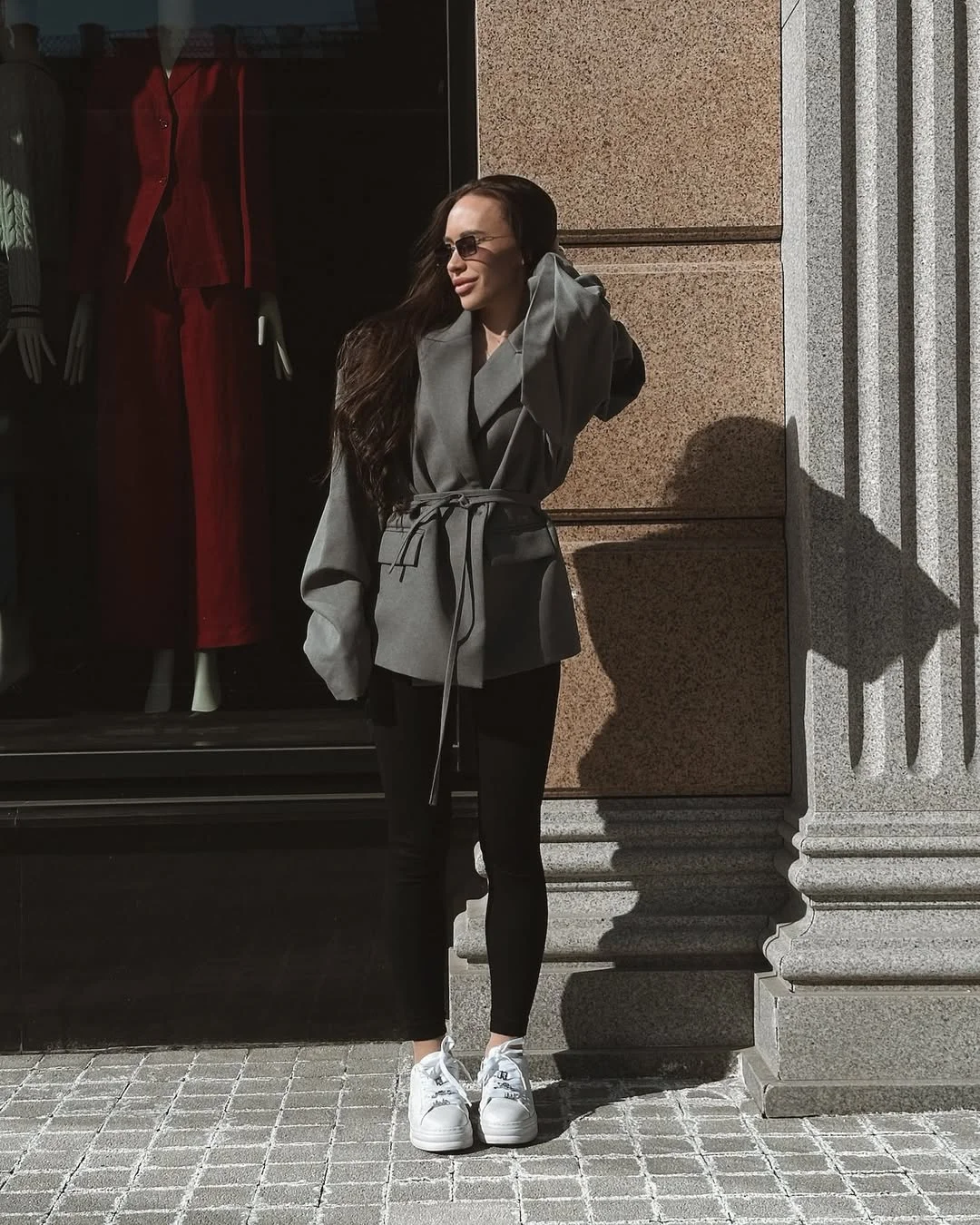 cute fall outfits with leggings and sneakers 2026 Business Casual Layers with Leggings and White Sneakers