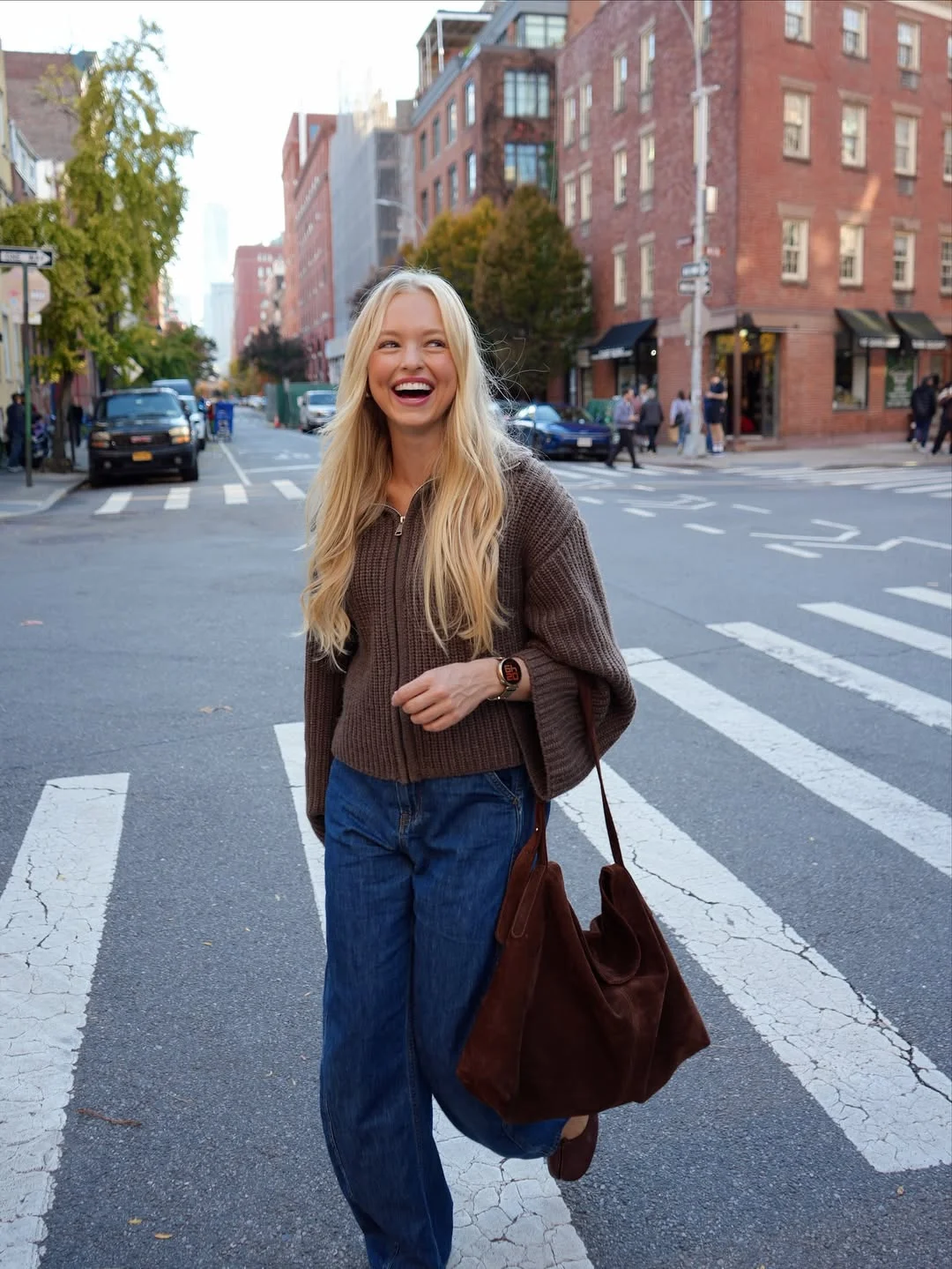 edgy fall street style nyc aesthetic 2026 Relaxed Denim and Rich Autumn Knits