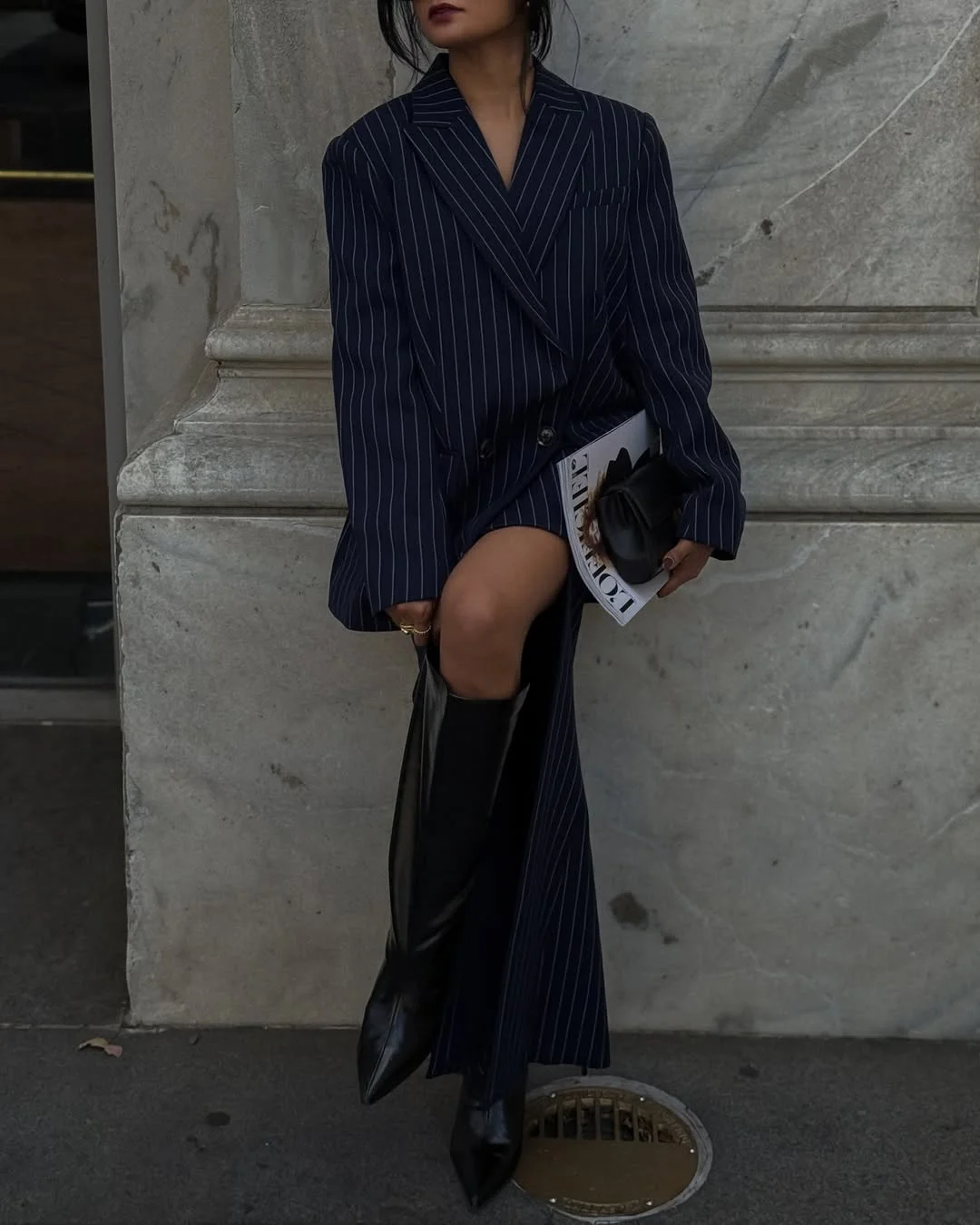 edgy fall street style nyc aesthetic 2026 Pinstripe Tailoring with Modern Attitude