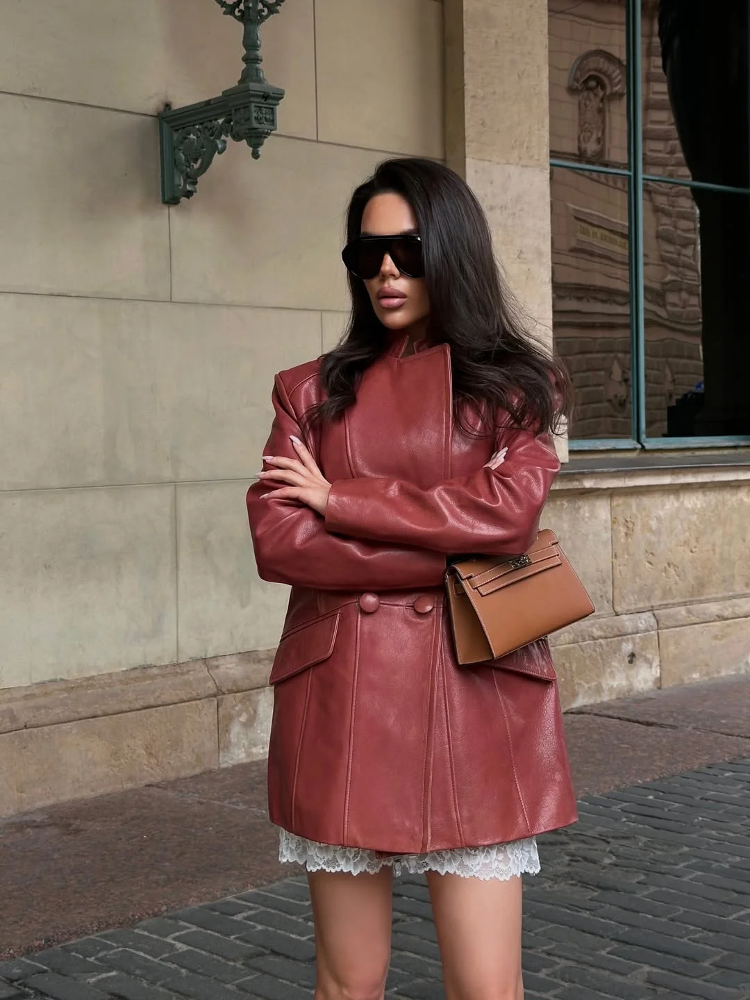 elegant fall office outfits for women 2026 Rich Leather Layers with Fashion Week Energy