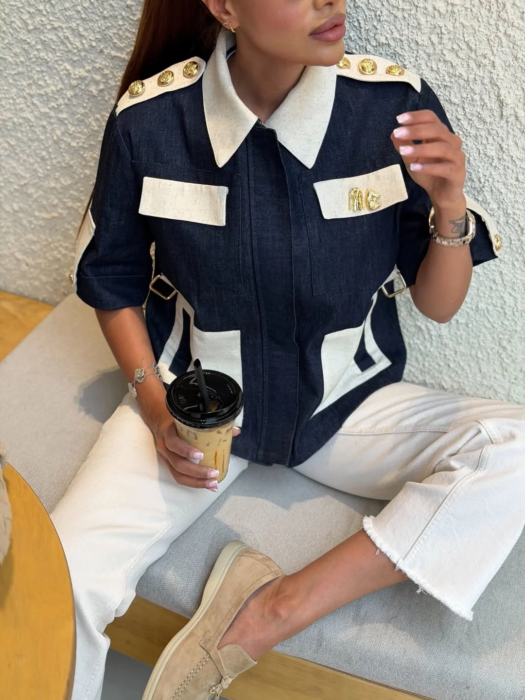 elegant fall office outfits for women 2026 Polished Denim and Cream for Everyday Office Style