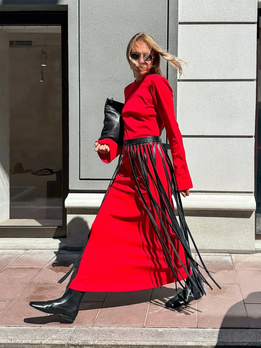 fall club outfits for women 2026 Make a Statement in a Bold Red Evening Dress