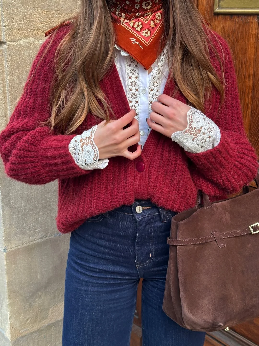 fall festival outfits for women 2026 Burgundy Knit Layers With Vintage Romance
