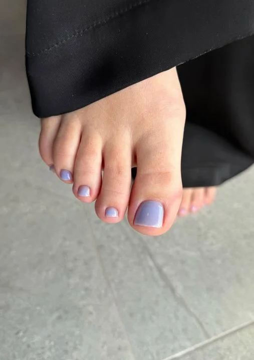 july toe nail colours ideas 2026 Soft Lavender Blue for Relaxed July Days