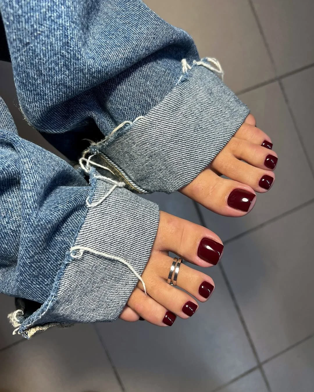 july toe nail colours ideas 2026 Rich Burgundy for Sophisticated Summer Style