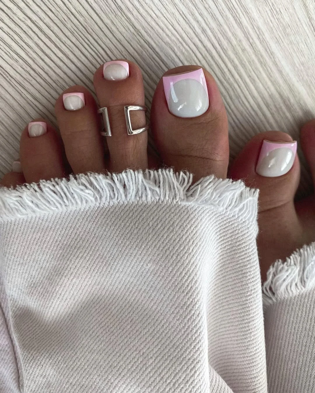 july toe nails design - summer ideas 2026 Soft Pink French Tips with a Sweet Summer Twist