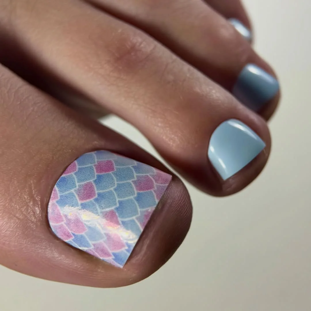 july toe nails design - summer ideas 2026 Pastel Mermaid Scales with Coastal Energy