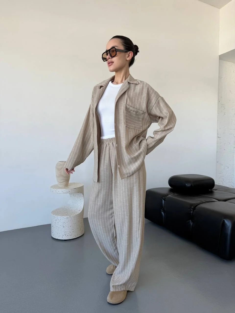 modern cozy chic fall outfits for 2026 Relaxed Pinstripe Tailoring With a Soft Minimalist Twist