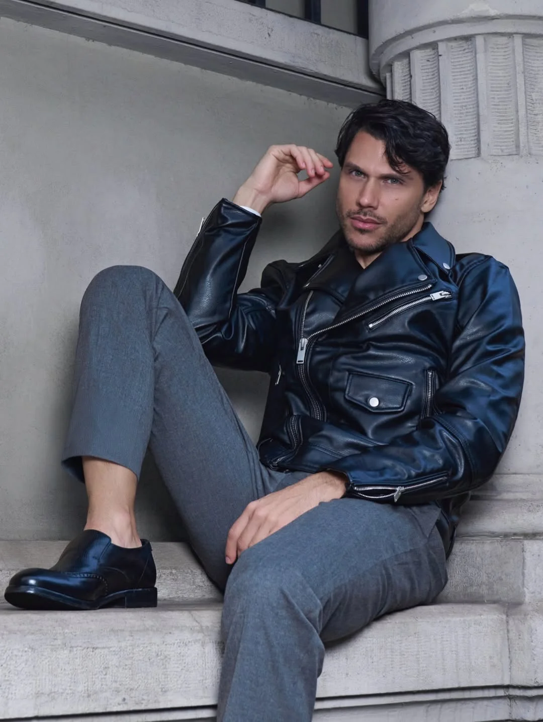 modern fall outfits ideas for men 2026 Leather Layers Meet Tailored Trousers