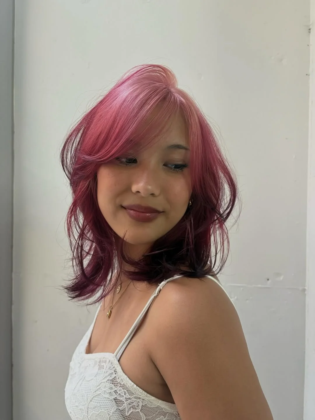 modern july hair colour ideas 2026 Berry Pink Summer Layers