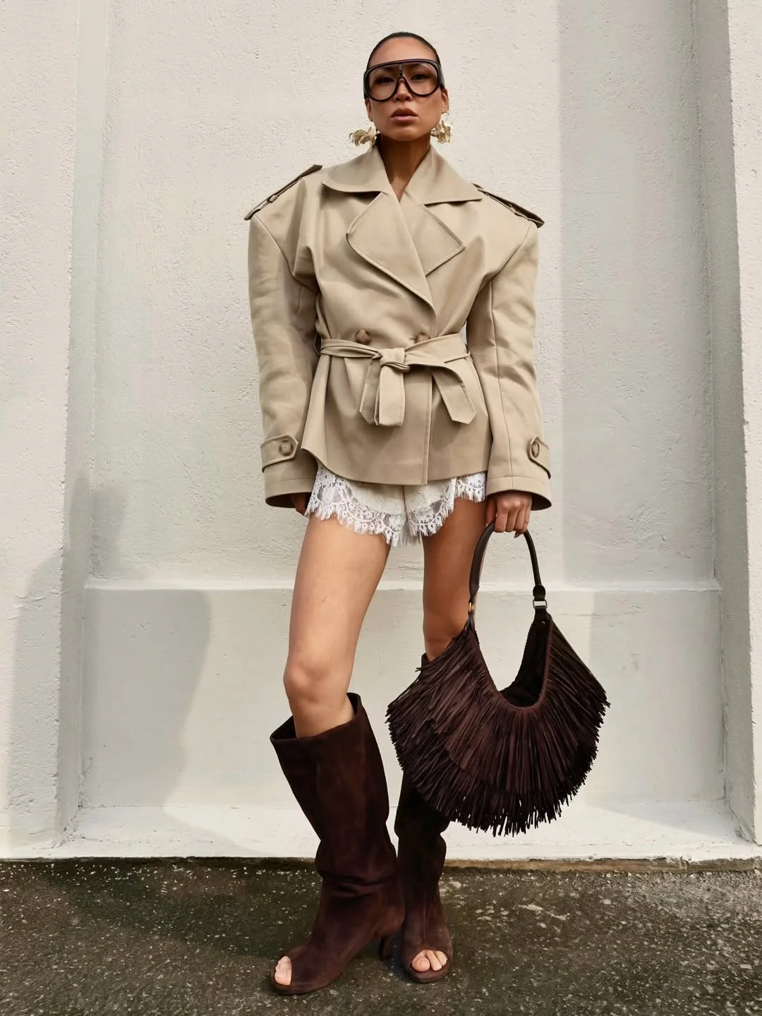 stylish early summer outfits 2026 Tailored Utility Meets Romantic Lace