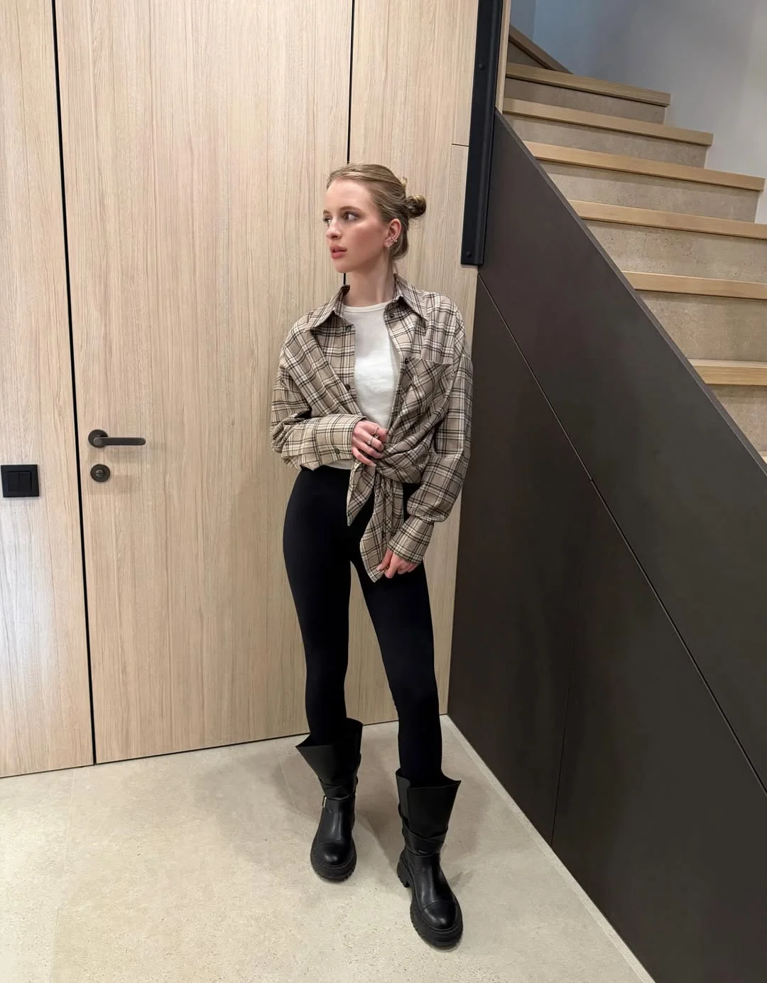 stylish fall outfits with boots and leggings 2026 Plaid Shirt and Combat Boots for Everyday Confidence