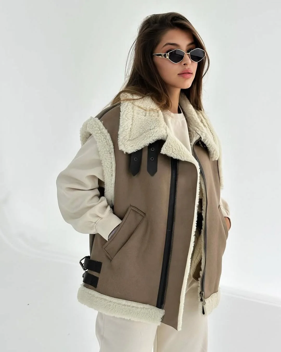 stylish fall outfits with vests 2026 The Shearling Vest That Elevates Everyday Neutrals