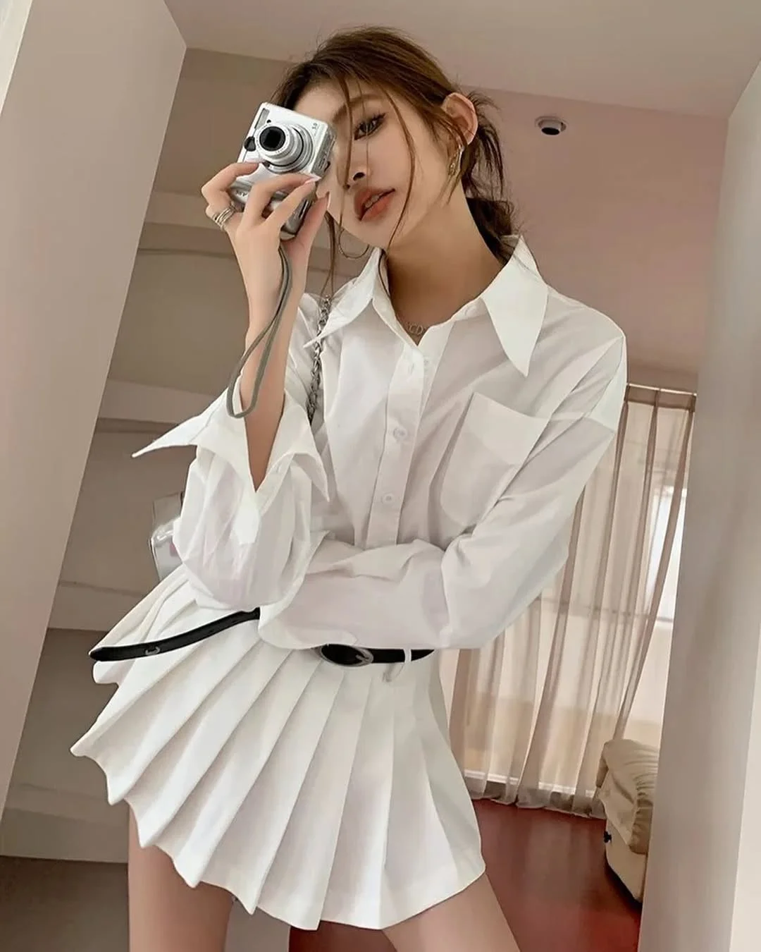 stylish fall skirt and sneakers outfits 2026 White Pleated Skirt for a Fresh Fall Refresh