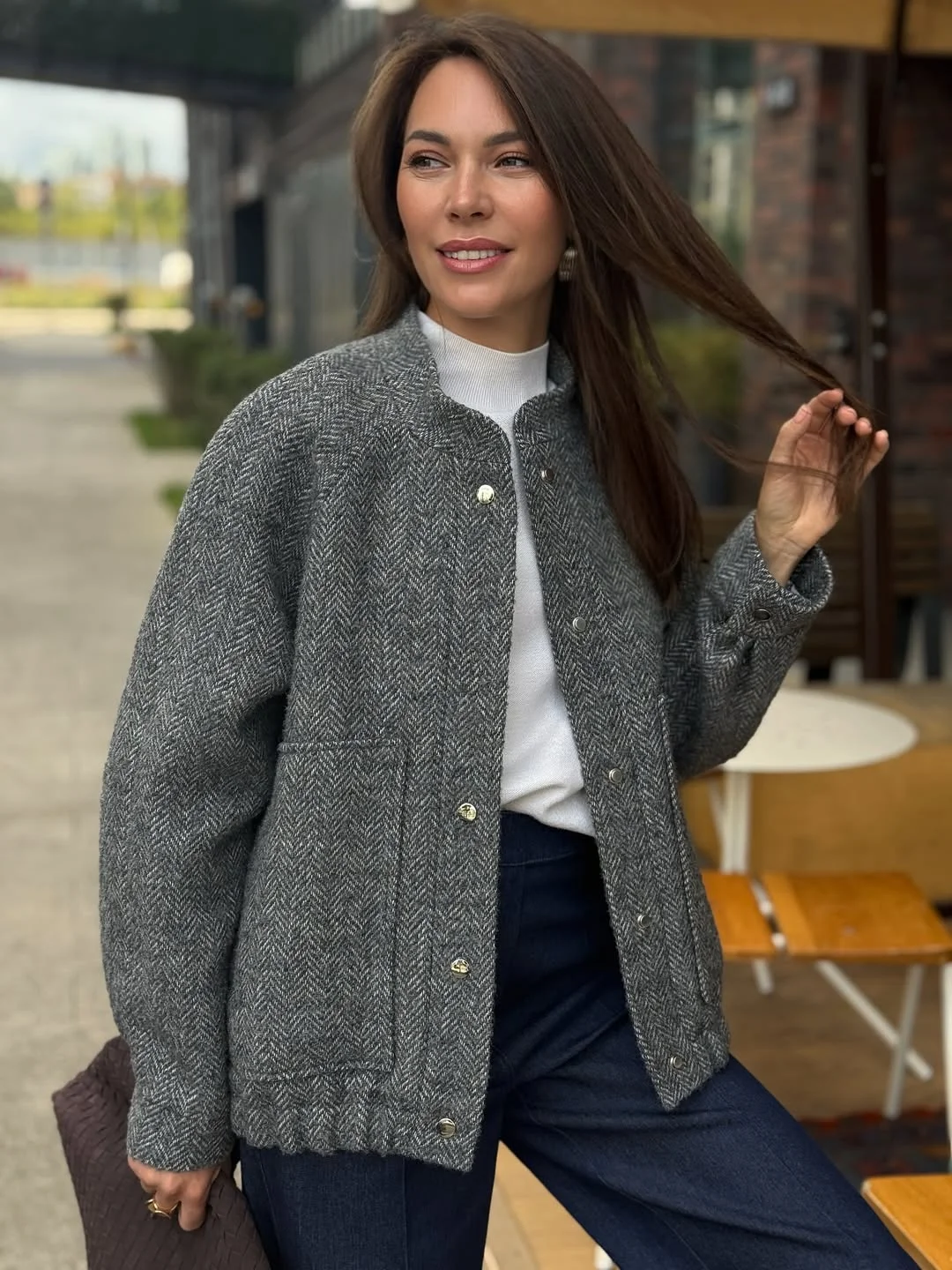 stylish fall smart casual office outfits women 2026 The Textured Jacket That Elevates Everyday Office Style