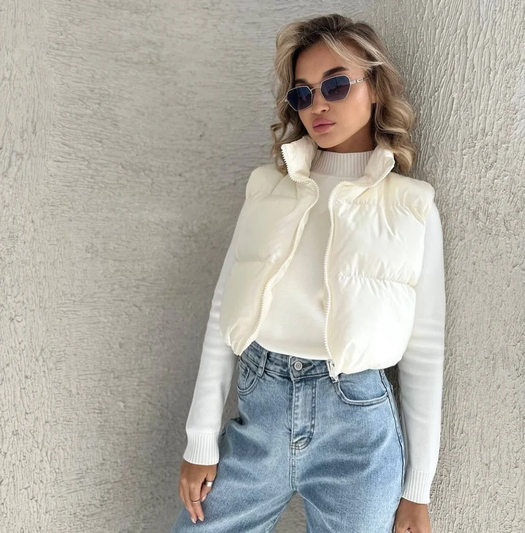 stylish fall vest outfits for women 2026 The Cropped White Vest That Brightens Gray Autumn Days
