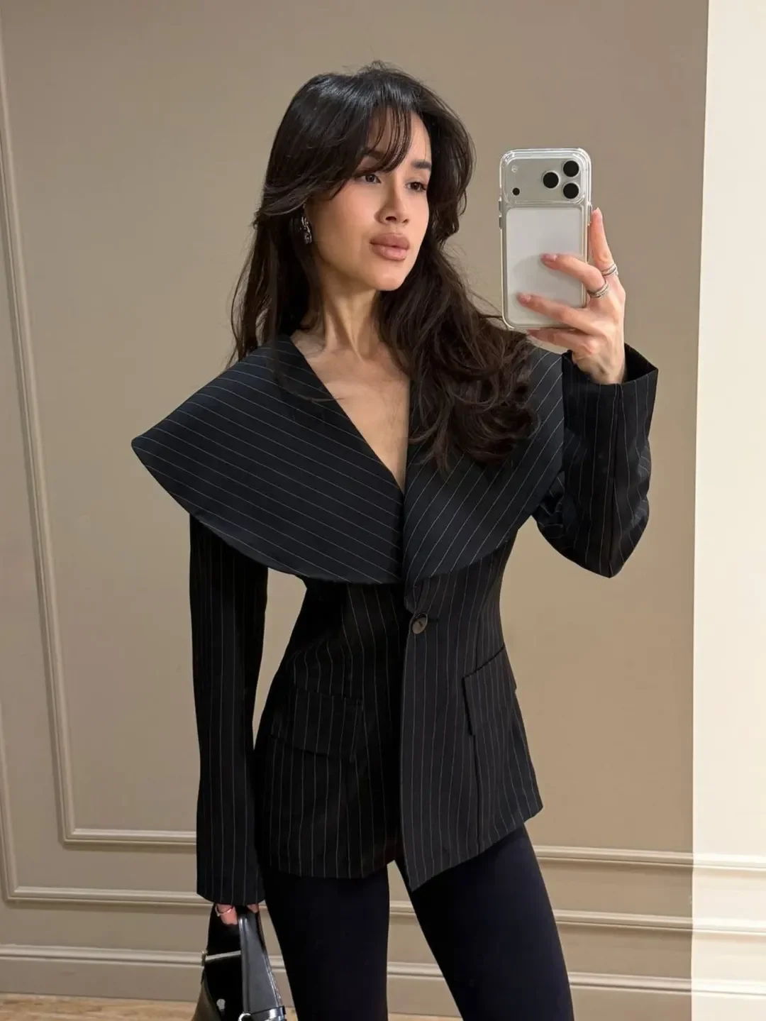 trendy fall fitted blazer outfit 2026 Modern Plaid Inspired Pinstripe Statement Blazer