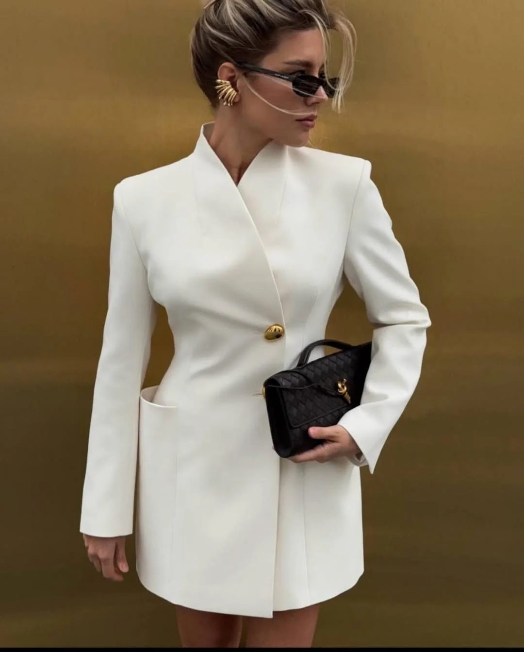 trendy fall fitted blazer outfit 2026 The Power Of A Sharp Ivory Blazer Dress